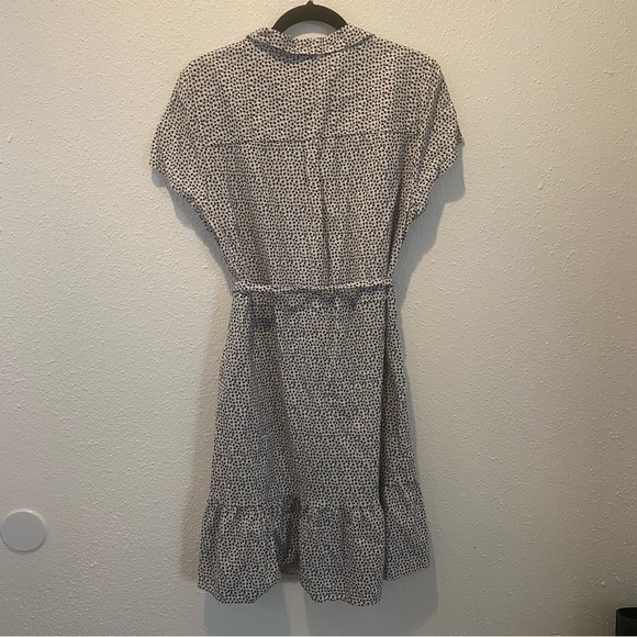 BANANA REPUBLIC Navy & Beige Geometric Belted Dress Sz. LARGE - Picture 2 of 3